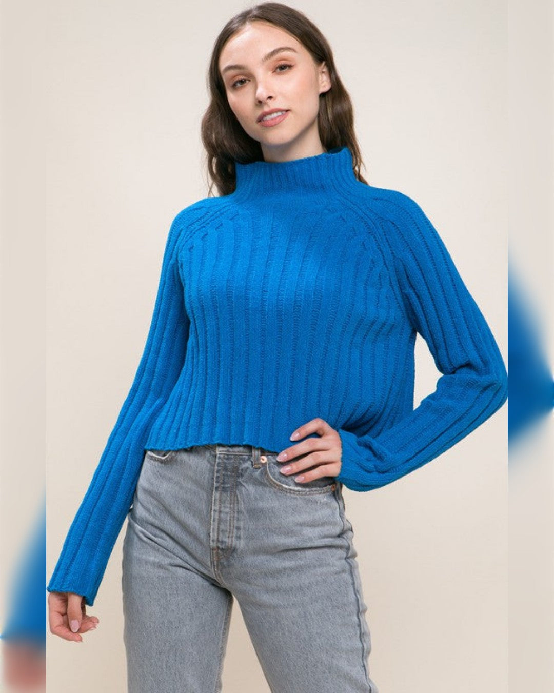 SUÉTER TEJIDO CUELLO ALTO AZÚL REY 90102WS