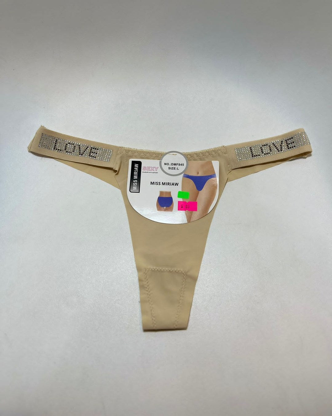 TANGA DE LICRA SIN COSTURA CON BRILLOS LOVE