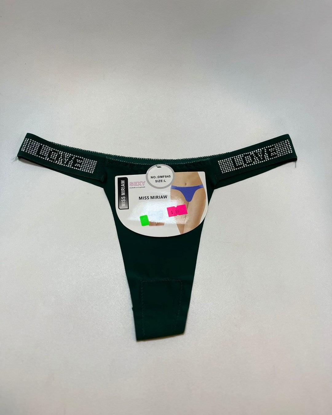 TANGA DE LICRA SIN COSTURA CON BRILLOS LOVE