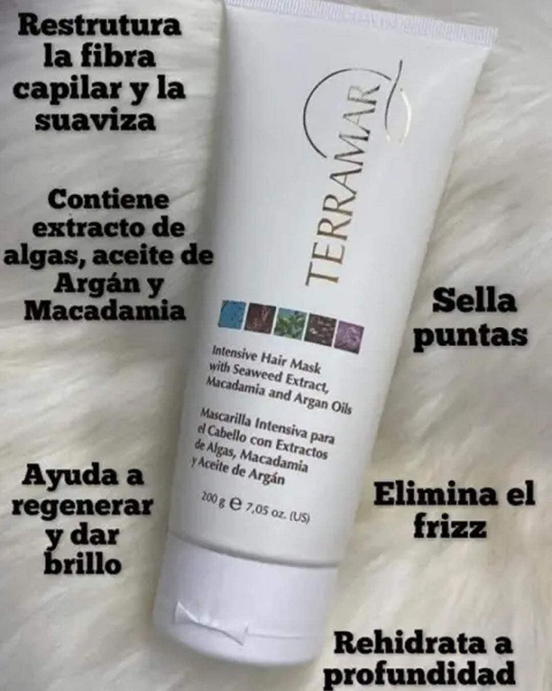MASCARILLA INTENSIVA PARA EL CABELLO CON EXTRACTOS DE ALGAS, MACADAMIA Y ACEITE DE ARGAN, TERRAMAR DE 200 G.