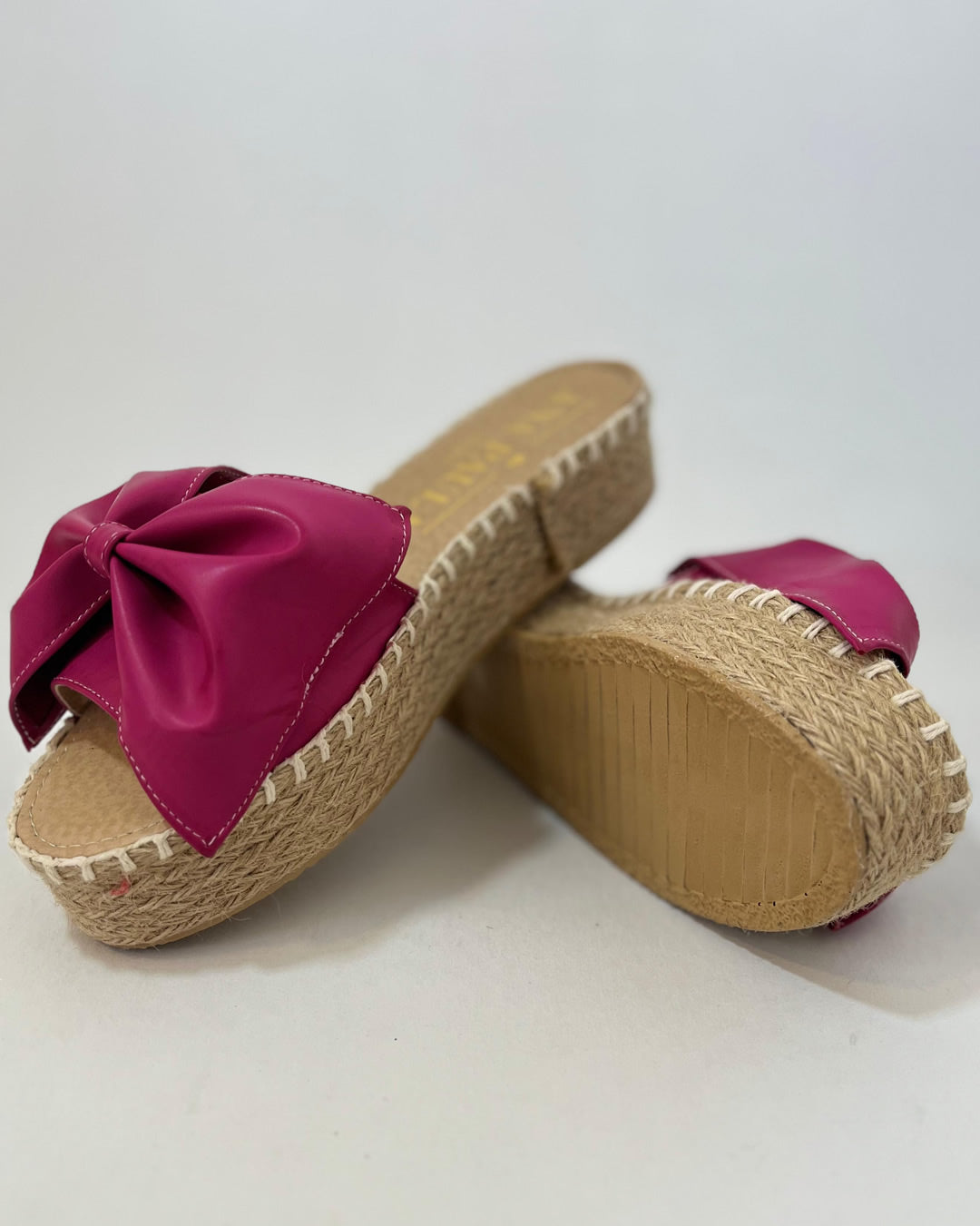 PLATAFORMAS DE YUTE CON MOÑO ROSAS