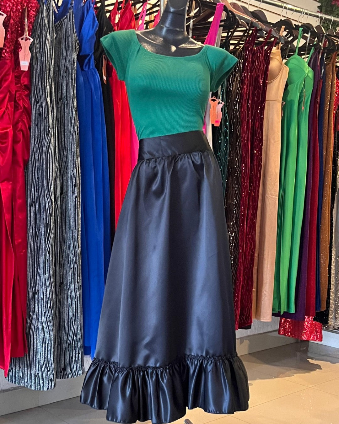 S0230 BLUSA CAMPESINA, COLOR VERDE, IDEAL PARA NOCHE MEXICANA