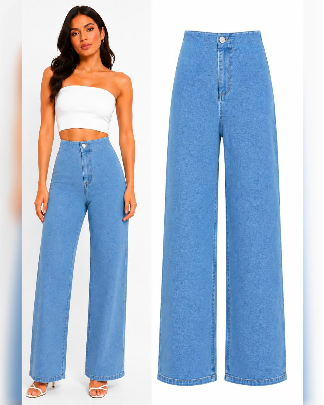 PANTALÓN DE MEZCLILLA STRETCH TIRO ALTO, UN SÓLO BOTÓN