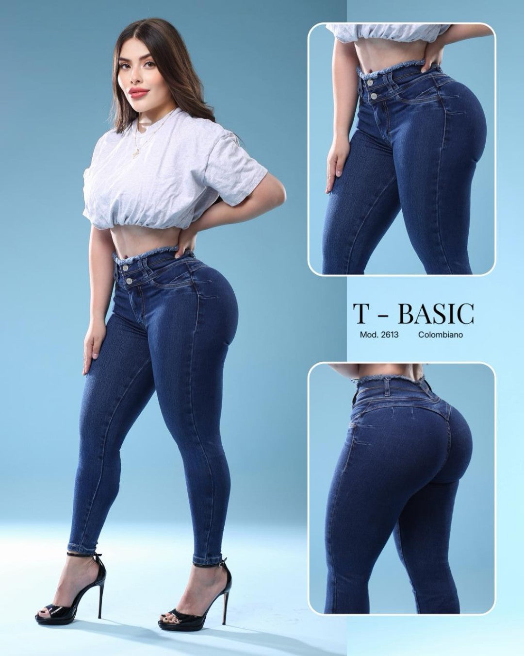 2613 T-BASIC PANTALÓN CORTE COLOMBIANO, SIN BOLSAS, PRETINA ANCHA, DESBASTADO DE LA PRETINA