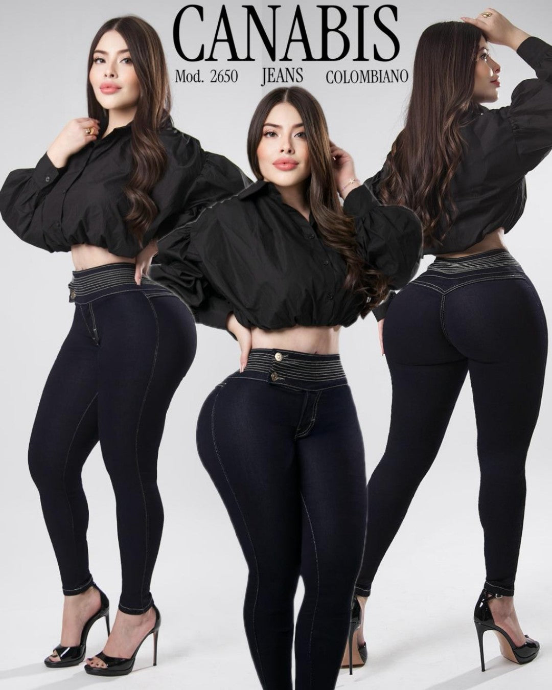 2650 CANABIS PANTALÓN DE MEZCLILLA OBSCURA, CORTE COLOMBIANO