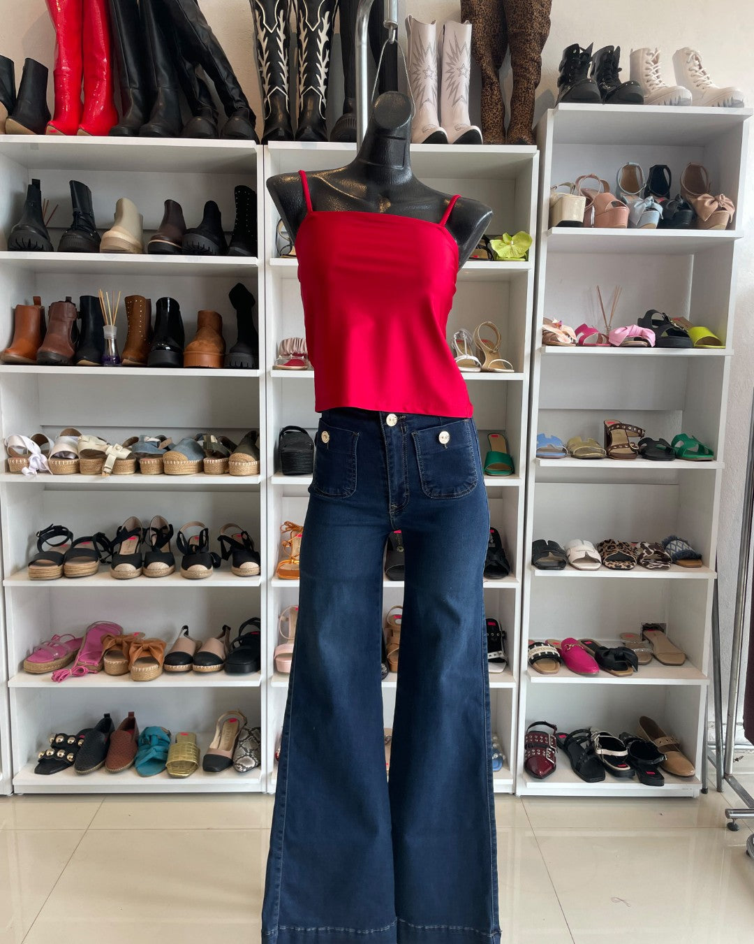 S0316 BLUSA DE LICRA COLOR ROJA, CON TIRANTES