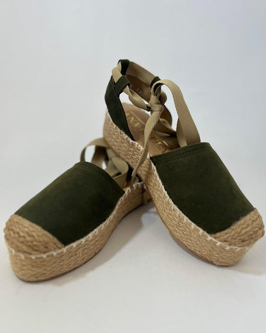 ALPARGATA DE PLATAFORMA DE YUTE VERDE MILITAR