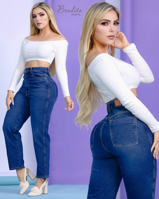 PANTALÓN DE MEZCLILLA TIPO MOM JEANS