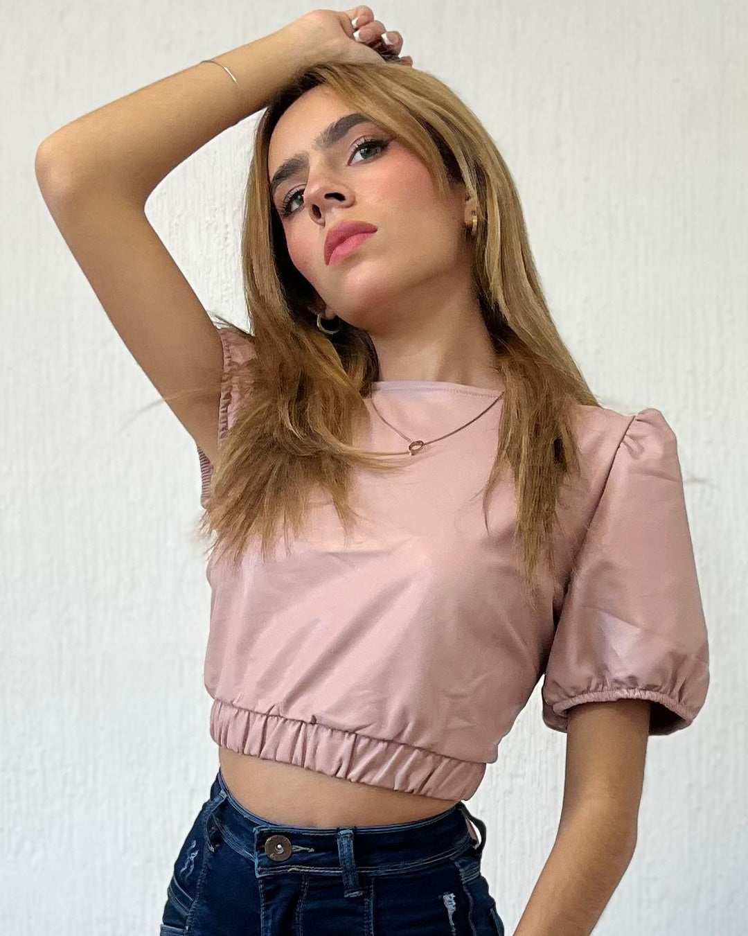 BLUSA DE VINIPIEL ROSA