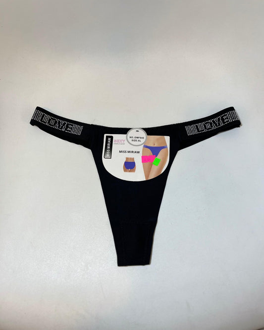 TANGA DE LICRA SIN COSTURA  CON BRILLOS LOVE