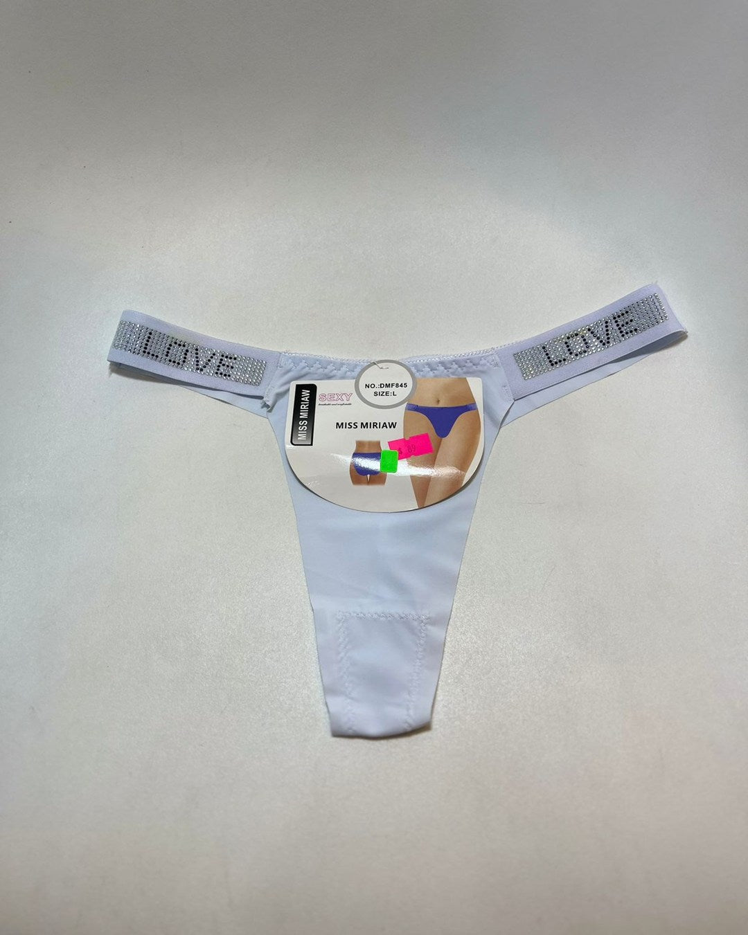 TANGA DE LICRA SIN COSTURA  CON BRILLOS LOVE