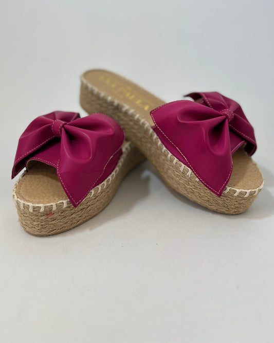 PLATAFORMAS DE YUTE CON MOÑO ROSAS