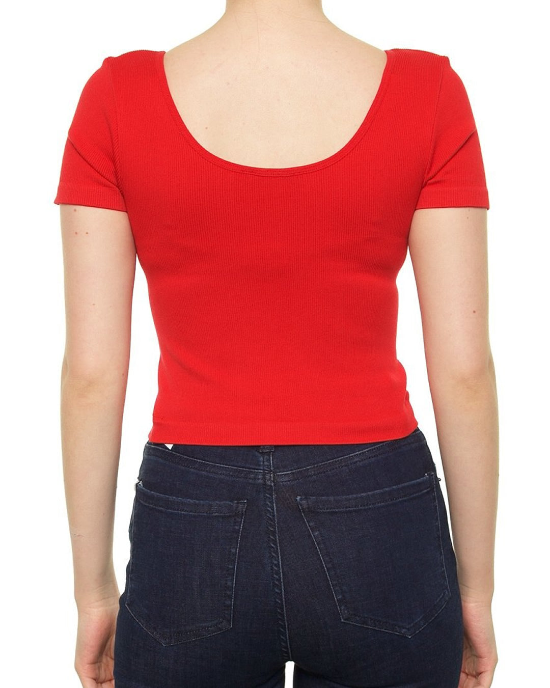 BLUSA ROJA MANGA CORTA CON APLICACIÓN EN EL ESCOTE T13889