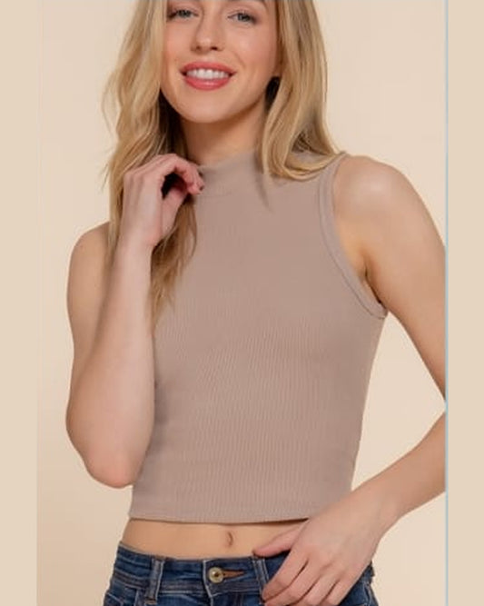 BLUSA CROPTOP CUELLO ALTO SIN MANGA  T14093