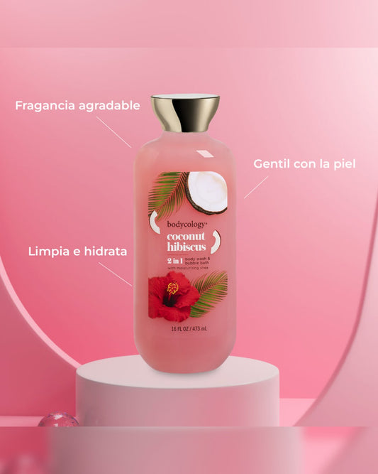 CP009 BODYCOLOGY 2 IN 1 BODY WASH & BUBBLE BATH COCONUT HIBISCUS
