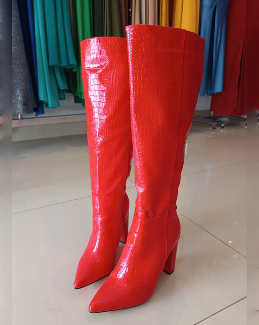 BOTAS ROJAS ALTAS DE CHAROL DRILO