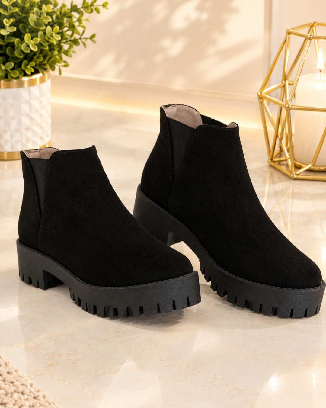BO-5110 BOTINES DE GAMUZA NEGRO