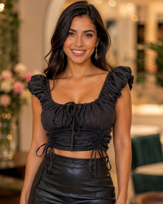 BT03065 BLUSA NEGRA CON JARETAS AJUSTABLES