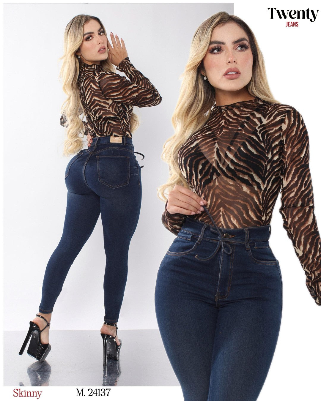 24137 TWENTY PANTALÓN DE MEZCLILLA, UN SÓLO BOTÓN, CON BOLSAS