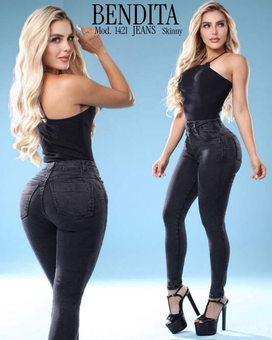 1421 BENDITA PANTALÓN DE MEZCLILLA COLOR GRIS, CON BOLSAS