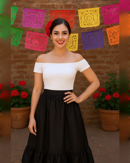 BLUSA BLANCA CAMPESINA IDEALE PARA LA NOCHE MEXICANA