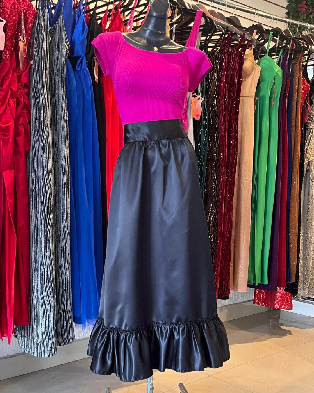 S0228 BLUSA CAMPESINA ROSA, IDEAL PARA NOCHE MEXICANA