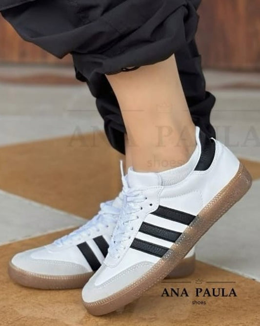 TENIS BLANCOS CON FRANJA NEGRA TEN-3015