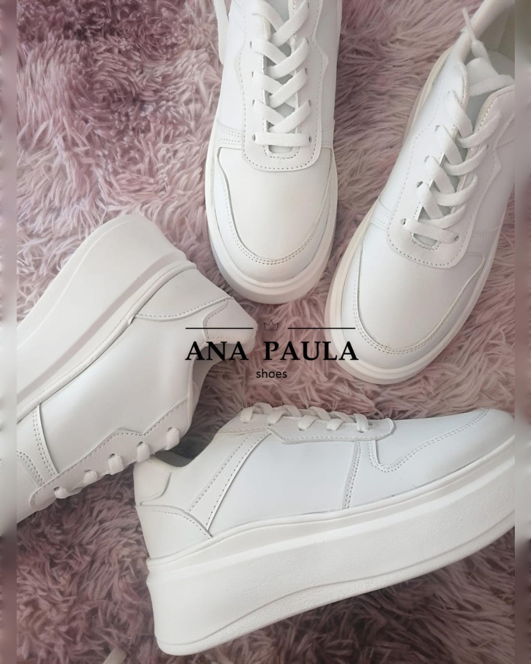 TEN-3010 TENIS BLANCOS CON PLATAFORMA