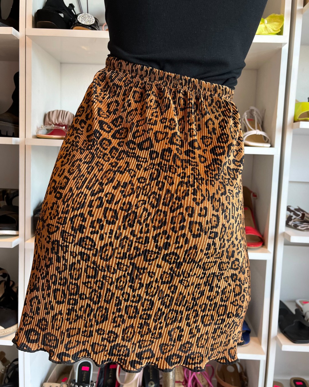 S0131 FALDA ANIMAL PRINT DE TELA CORRUGADA