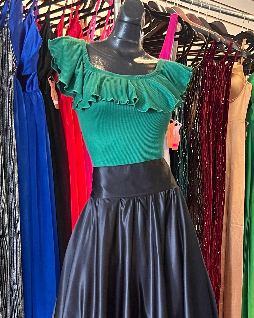 S0229 BLUSA CAMPESINA COLOR VERDE, IDEAL PARA NOCHE MEXICANA