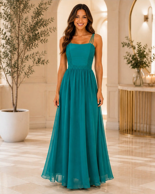 S0074 VESTIDO LARGO, VERDE JADE