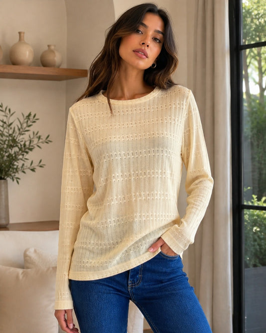 S0210 SUÉTER BEIGE DE TEJIDO DE PUNTO