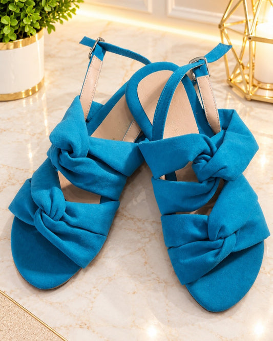HUARACHES AZULES DE DOS NUDOS GAMUZA
