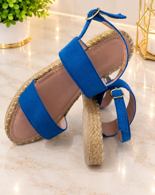 HUARACHES DE YUTE CON CHINELA DE GAMUZA AZUL REY