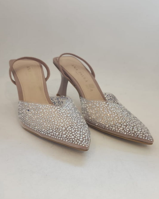 ZAPATILLAS DE MICA CON PERLAS Y BRILLOS