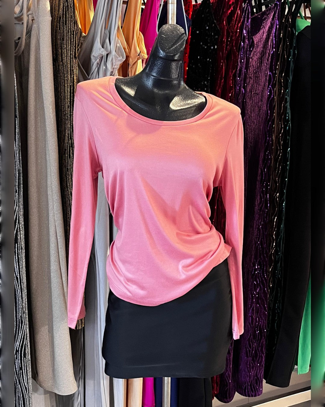 BLUSA DE MANGA LARGA, COLOR ROSA PALO
