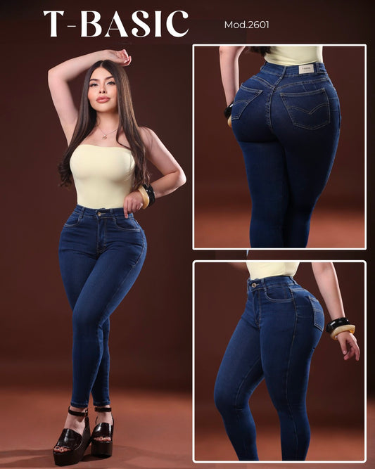 T-BASIC 2601 PANTALÓN DE MEZCLILLA, LEVANTA POMPIS, DE UN SOLO BOTÓN, CON BOLSAS, CORTE SKINNY.