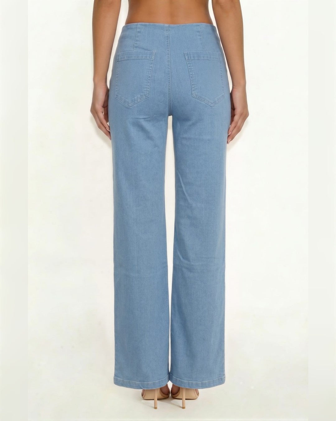 HMP41075 PANTALÓN DE MEZCLILLA STRETCH TIRO ALTO, UN SÓLO BOTÓN HMP41075